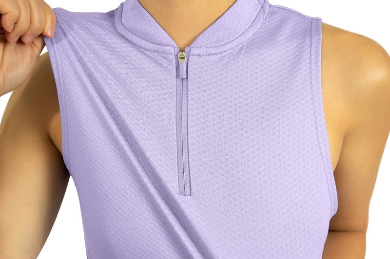 Three Sixty Six Womens Sleeveless Collarless Golf Polo Shirt with Zipper - Quick Dry Tank Tops for Women Lavender - Image 3